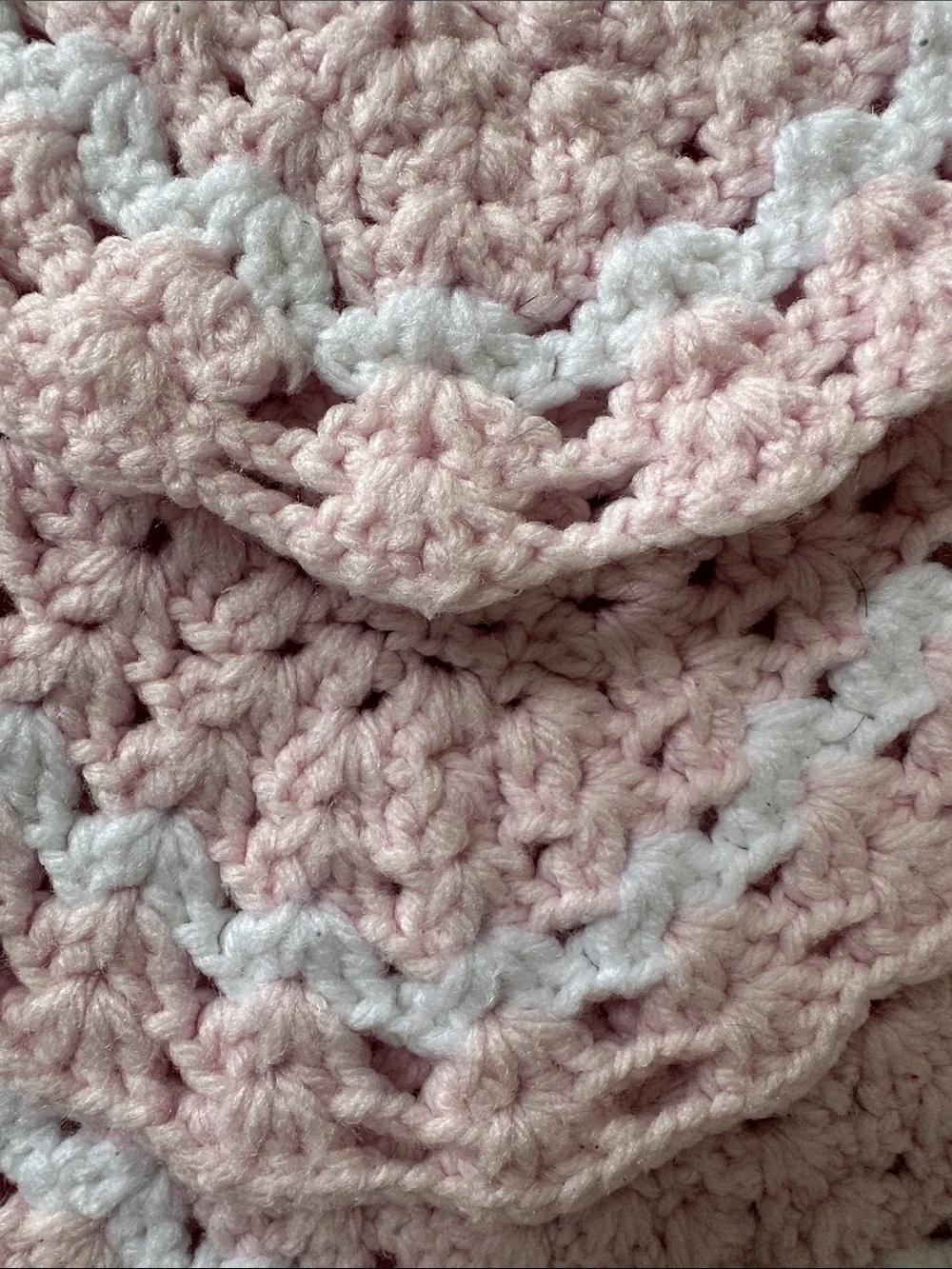 Baby Girl’s Handmade Crocheted Heavy Blanket in Baby Pink 42x42 in